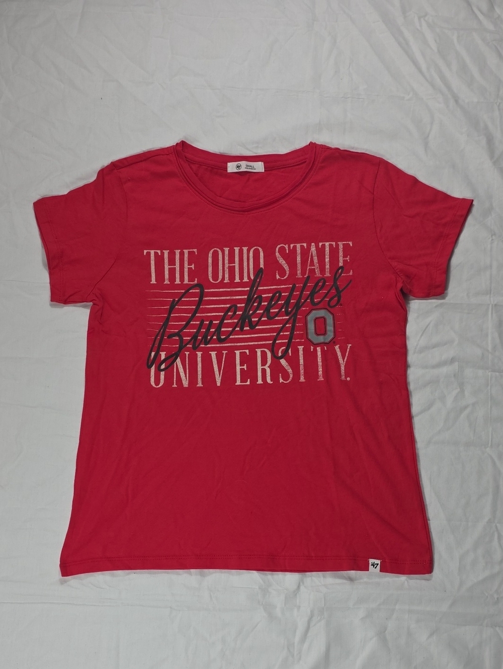 47 Women's Ohio State Buckeyes Pink-Red Graphic Short Sleeve Tee